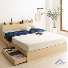 Giường gỗ 2 ngăn kéo đầu hộp - GN 01