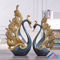Tượng cặp đôi thiên nga xanh trang trí - TTT 02