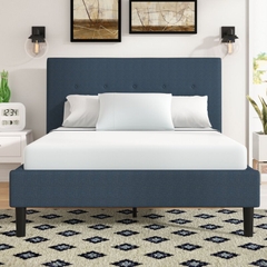 giường ngủ gỗ bọc nỉ chân gỗ sồi- GN 19