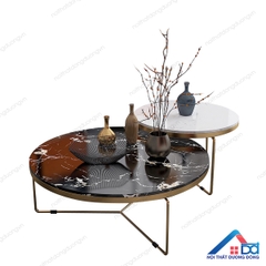 Bàn trà đá đôi chân sắt 3 cạnh - BT 35