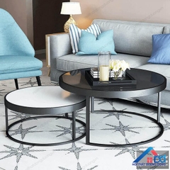 Bàn trà đôi chân sắt viền dầy - BT 32