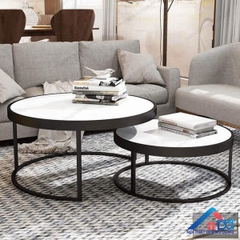 Bàn trà đôi chân sắt viền dầy - BT 32