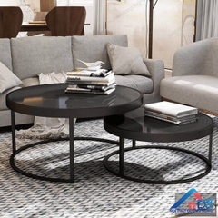 Bàn trà đôi chân sắt viền dầy - BT 32