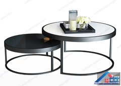 Bàn trà đôi chân sắt viền dầy - BT 32