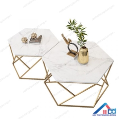 Bàn trà đá đôi hình lục giác - BT 34