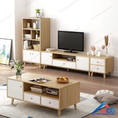 Bàn trà melamine chân sồi đẹp - BT 25