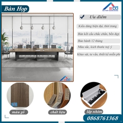 Bàn họp chân gỗ vát chữ V 2,4m - BH 41