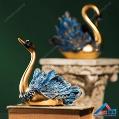 Tượng cặp đôi thiên nga xanh trang trí - TTT 02