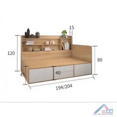 Giường ngủ có phản lật, kệ trang trí và ngăn kéo - GN 18