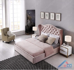 giường ngủ gỗ bọc nỉ cổ điển - GN 37