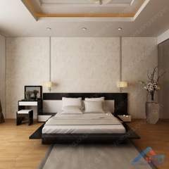 Bộ giường gỗ đẹp kiểu Nhật đầu tràn - GN 35