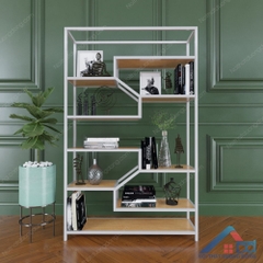 Kệ sách khung sắt gỗ cao su - TT 04