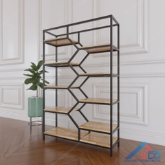 Kệ sách, trang trí khung sắt gỗ cao su - TT 07