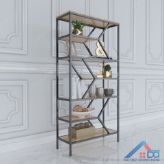 Kệ trang trí khung sắt gỗ cao su - TT 10