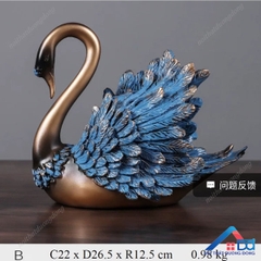 Tượng cặp đôi thiên nga xanh trang trí - TTT 02