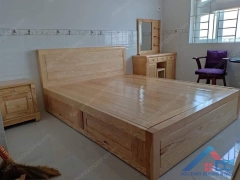 giường ngủ gỗ sồi tự nhiên có hộc kéo - GN 30
