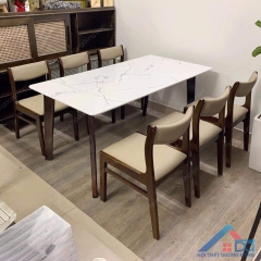 Bộ bàn ăn mặt đá howard 6 ghế ăn benla - BA 21