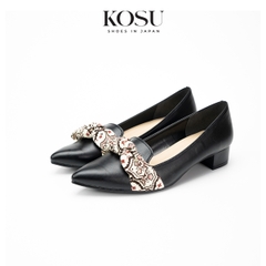 Giày da nữ 3cm Textured Bow Kosu 24309