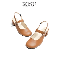 Giày da mũi tròn 5cm Slingback Kosu 2028
