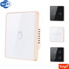 Công tắc wifi tuya viền nhôm, vàng, cảm ứng, thông minh.