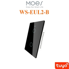 Công tắc cảm ứng wifi tuya màu đen, không N, 2 nút