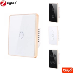 Công tắc thông minh Tuya Zigbee viền vàng kim loại