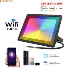 Đèn LED ngoài trời đổi màu nháy theo nhạc RGB thông minh TUYA 30W