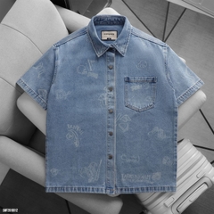 Sơ Mi Jean Tay Ngắn Fapas Boxy Many