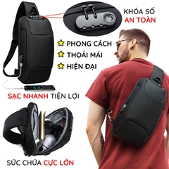 TÚI ĐEO CHÉO SẠC USB - KHÓA SỐ - CHỐNG NƯỚC - [MIỄN PHÍ SHIP]