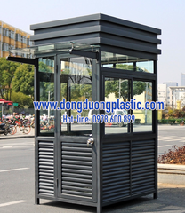 Cabin nhà bảo vệ inox mái 3 tầng sơn màu ghi xingfa BDI-32