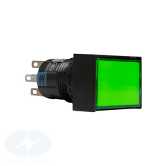 Nút nhấn Idec có đèn, hình chữ nhật, 24V DC, AL6H Ø 16mm, màu xanh lá