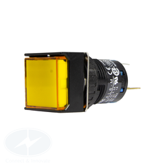 Nút nhấn Idec có đèn, loại vuông, 24V DC, AL6Q Ø 16mm, màu vàng