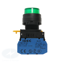 Nút nhấn Idec có đèn 220V AC/DC YW1L-M2E10QM3G Ø22mm màu xanh lá 1NO
