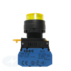 Nút nhấn Idec có đèn loại lồi 24V AC/DC YW1L-A2E10Q4Y Ø 22mm màu vàng 1NO