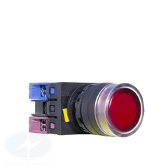 Nút nhấn Idec có đèn loại phẳng 24V AC/DC YW1L-MF2E11Q4R Ø 22mm màu đỏ 1NC-1NO