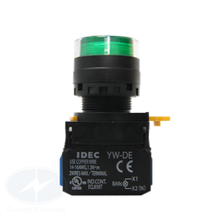 Nút nhấn Idec có đèn loại phẳng YW1L Ø 22mm màu xanh lá