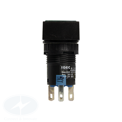 Nút nhấn Idec có đèn, hình chữ nhật, 24V DC, AL6H Ø 16mm, màu xanh lá