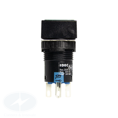 Nút nhấn Idec có đèn, loại vuông, 24V DC, AL6Q Ø 16mm, màu xanh lá