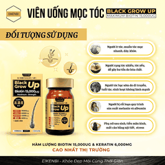Viên Uống Mọc Tóc & Đen Tóc Black Grow Up Maximum Biotin 15,000µg (Hộp 60 viên)