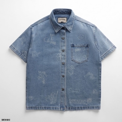 Sơ Mi Jean Tay Ngắn Fapas Boxy Many