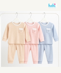 Bộ dài tay cài vai Melange Cotton cao cấp BC001