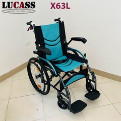 Xe lăn Lucass X63L khung hợp kim nhôm, có vành lăn tay