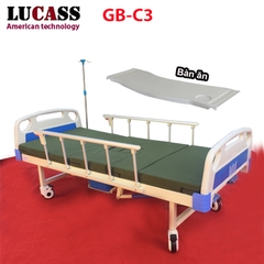 Giường y tế 2 tay quay 1 cần gạt bô có bàn ăn Lucass GB-C3