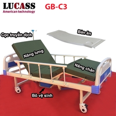 Giường y tế 2 tay quay 1 cần gạt bô có bàn ăn Lucass GB-C3