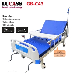 Giường y tế 3 tay quay Lucass GB-C43 (GB-3A) có bô vệ sinh