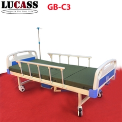 Giường y tế 2 tay quay 1 cần gạt bô có bàn ăn Lucass GB-C3