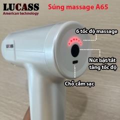 Súng massage cầm tay Lucass A65, 4 đầu 6 tốc độ