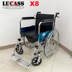 Xe lăn có bô vệ sinh Lucass X8 thế hệ mới có phanh tay