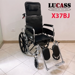 Xe lăn Lucass X37BJ có bô vệ sinh ngả nằm bánh đúc