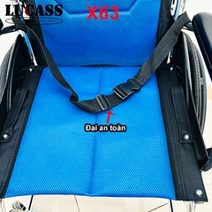 Xe lăn du lịch Lucass X63 khung hợp kim nhôm đệm xanh đỏ